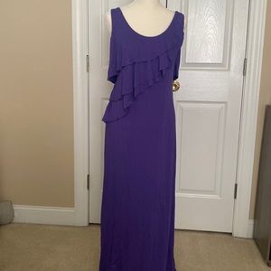 Calvin Klein Cotton, Purple Ruffle Maxi Dress - Size 6